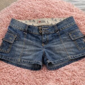 YMI Low Rise Denim Cargo Shorts Size 9  Blue Jean Shorts Stretch